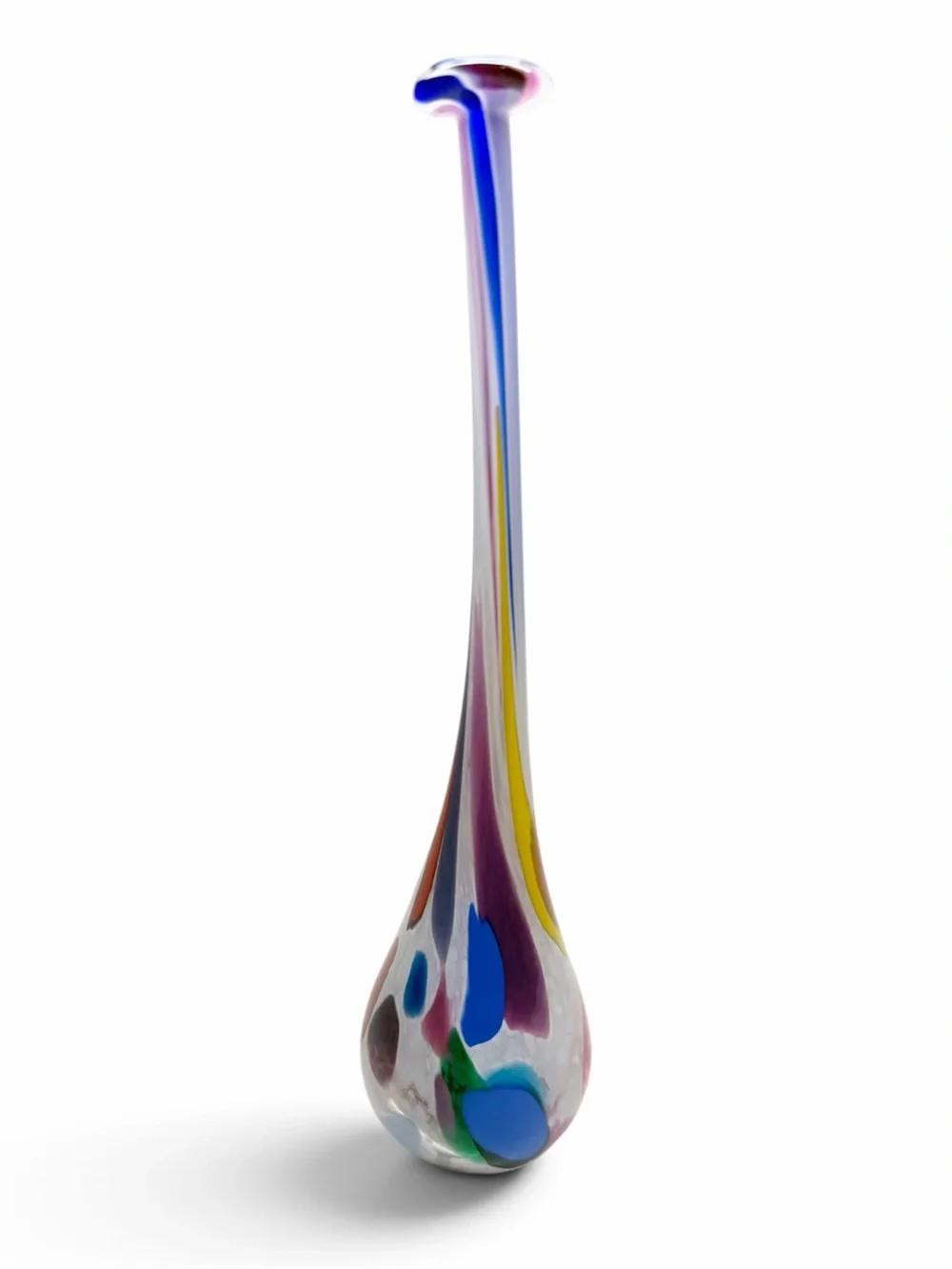 Vintage 80s 1989 Hand Blown Glass Art Glass Bud Vase Artist Signed